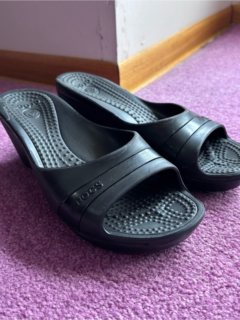 CROCS Black Women's Wedge Slide Mules